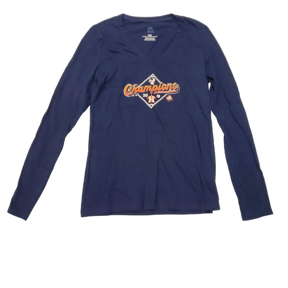 Majestic Houston Astros 2019 American League Champs Jersey  Medium Blue Cotton
